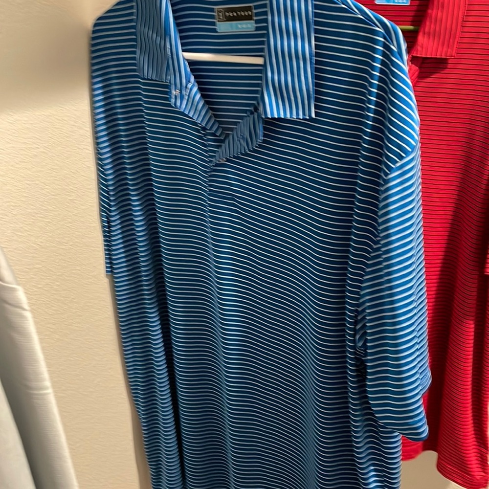 The blue XL PGA tour golf polo’s t shirt.